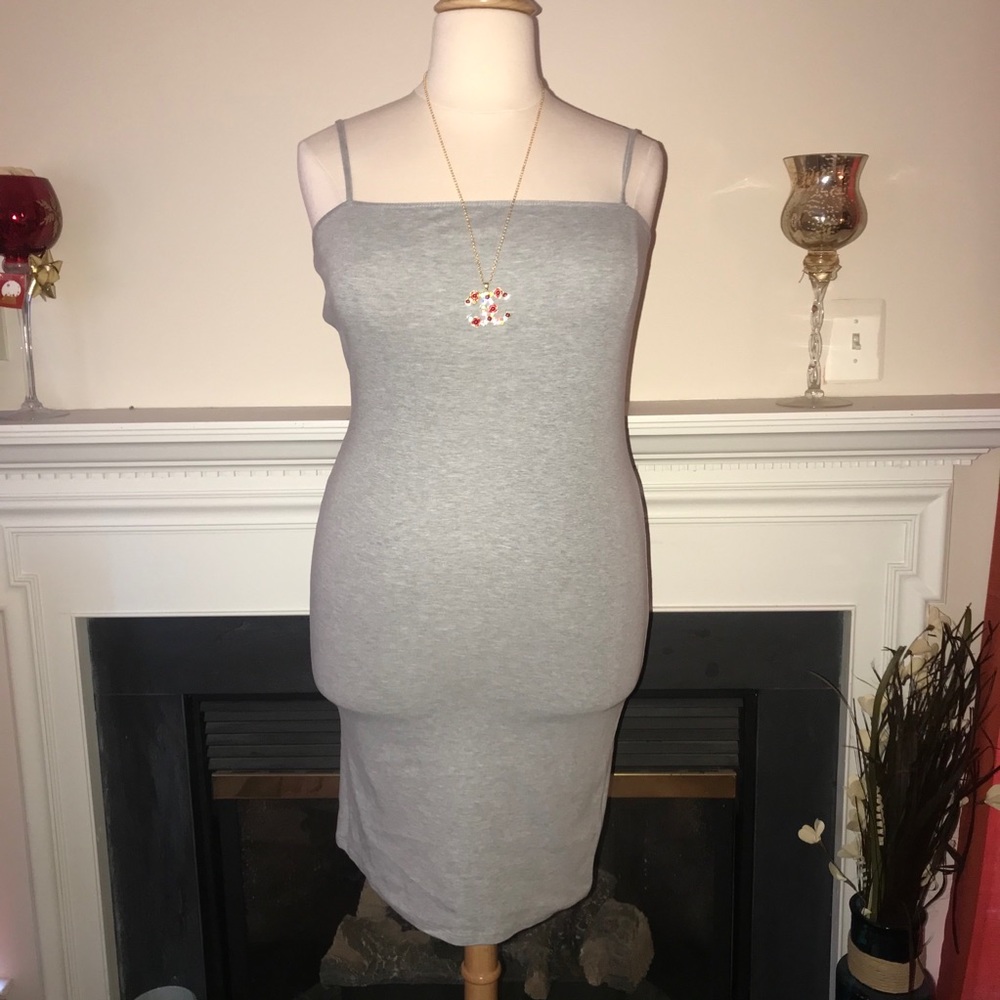 Top Shop | Gray Basic Jersey Midi Dress